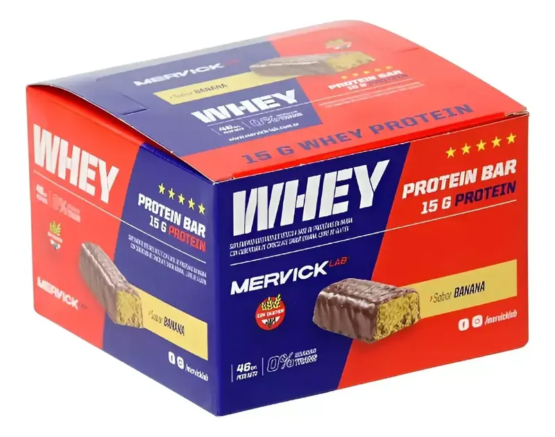 [TN-1518518987] Whey Protein Bar 12 Unidades Mervick-lab 46gr Barra Proteica (Chocolate)