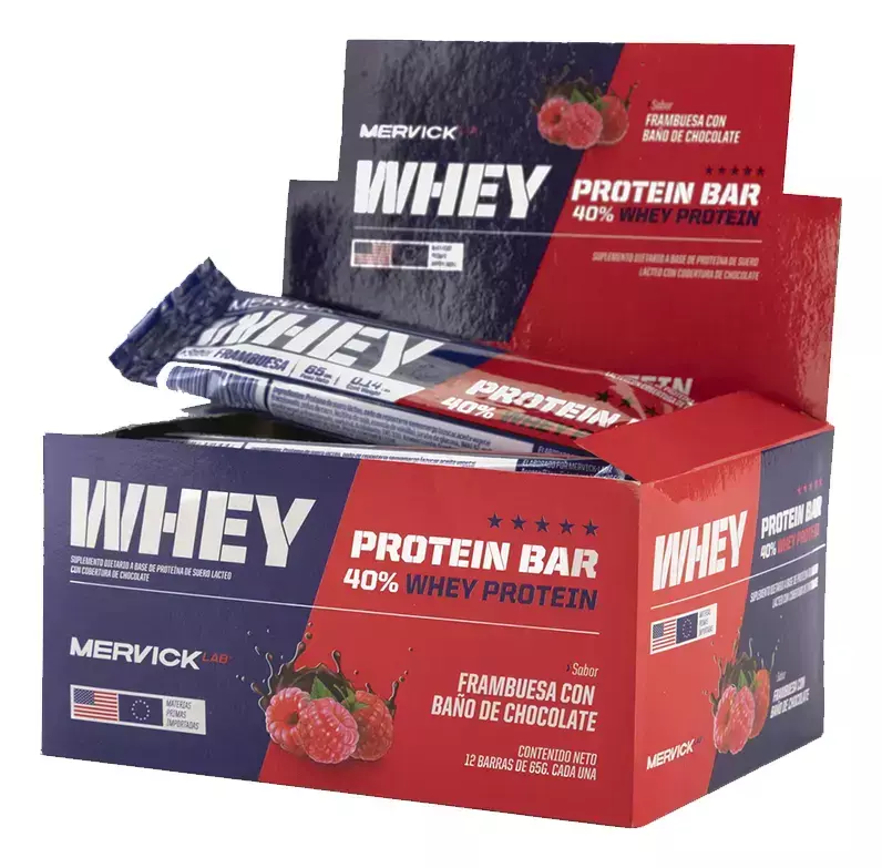 Whey Protein Bar 12 Unidades Mervick-lab 65gr Barra Proteica
